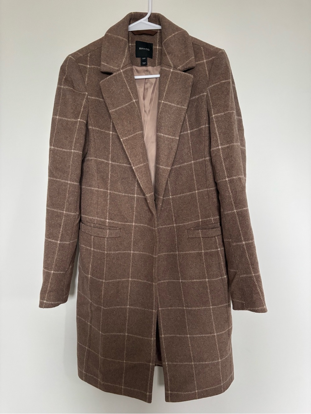 RW & Co light brown Wool-Blend Long Coat